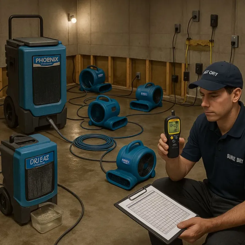 Structural Drying and Dehumidification process in Cowley County, KS